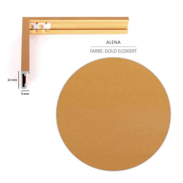 Bilderrahmen Alena Aluminium Alubilderrahmen 60 x 90 cm Gold Fotorahmen, Wechselrahmen, Posterrahmen, Puzzlerahmen, Aluminium Bilderrahmen